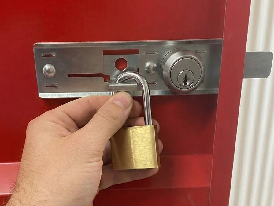 DuoClose double lock cylinder and padlock system for self-storage